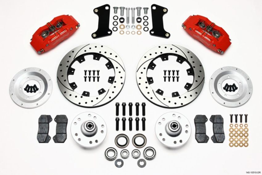 Wilwood 140-10510-DR Dynapro 6 Front Hub Kit 12.19in Drilled Red 67-69 Camaro (*Line Kit Needed*)