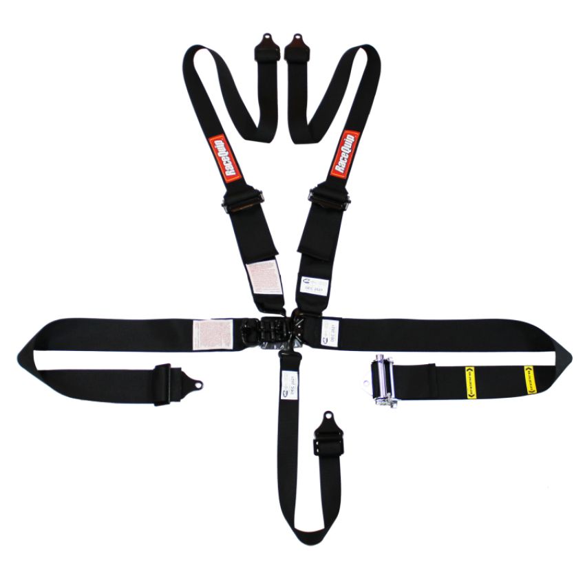 Racequip 815005 L & L 5pt Ratchet HNR Harness Black