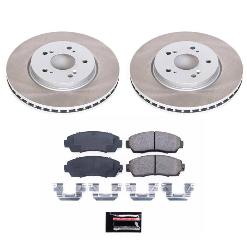 PowerStop SC228 Semi-Coated Rotor and Low-Dust Ceramic Brake Pad Kit