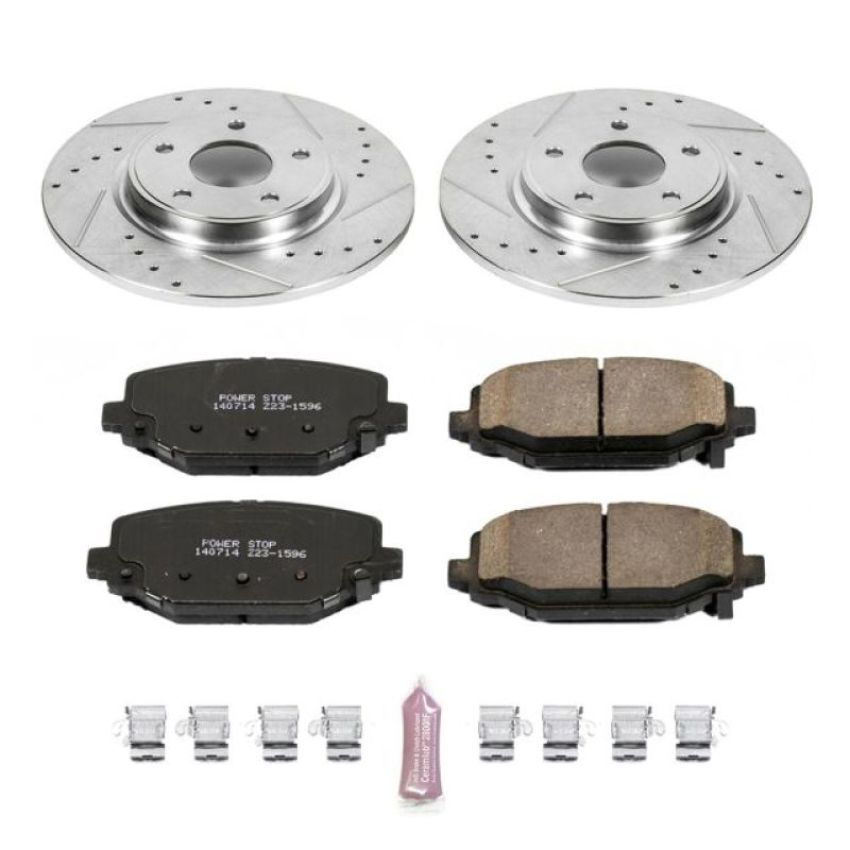 PowerStop K5961 Z23 Daily Driver Carbon-Fiber Ceramic Brake Pad and Drilled & Slotted Rotor Kit