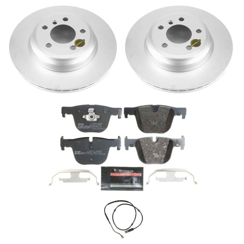 PowerStop ESK6667 Genuine Geomet Coated Rotors, ECE-R90 Brake Pads + Hardware Kit