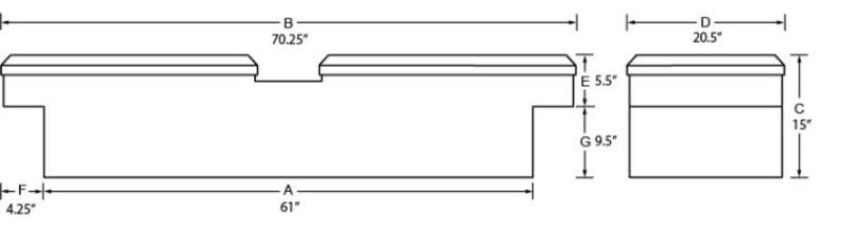 Tradesman 9150T Aluminum Gull Wing Cross Bed Truck Tool Box (70in.) - Brite