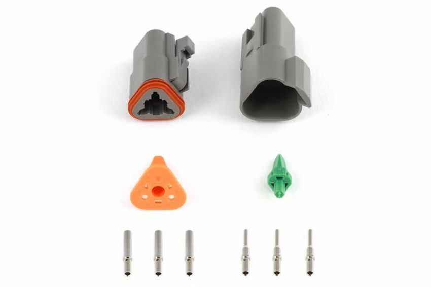 Haltech HT-031113 Matching Set of Deutsch DT-3 Connectors (DT06-3S + DT04-3P) - (13 Amp) Plug & Pins