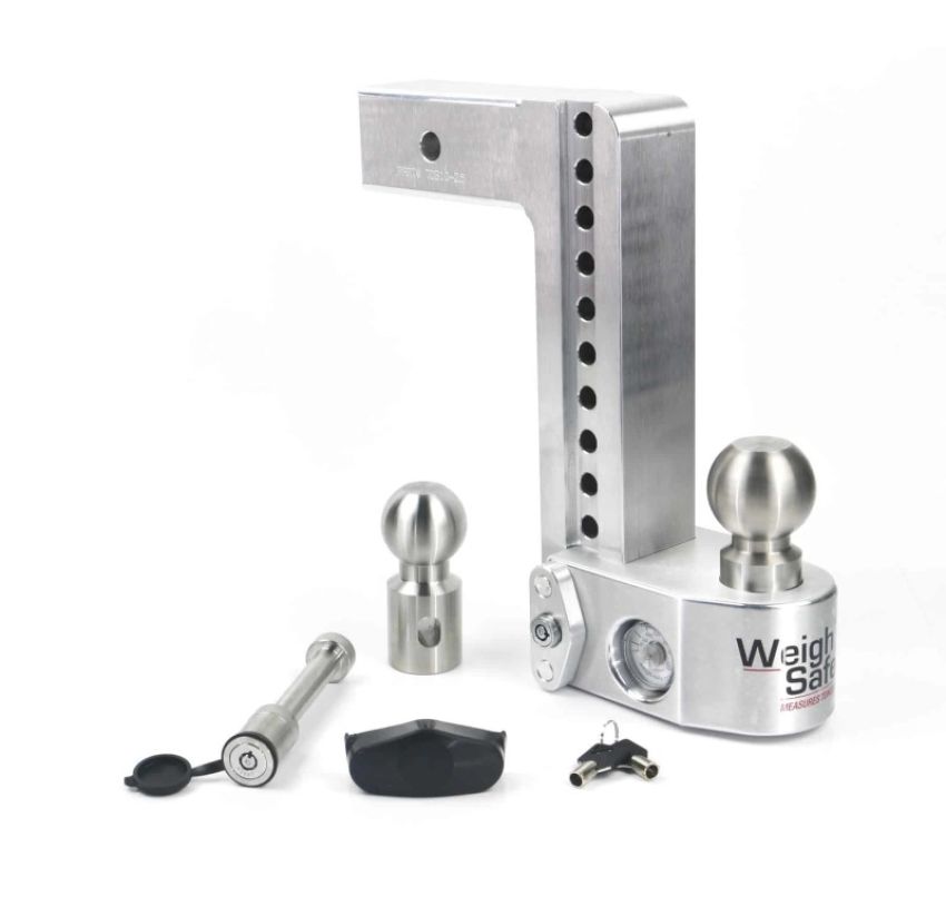 Weigh Safe WS10-2.5-KA 10in Drop Hitch w/Built-in Scale & 2.5in Shank (10K/18.5K GTWR) w/WS05 - Aluminum