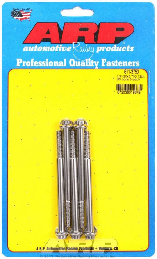 ARP ARP611-3750 S/S Bolt Kit - 12pt. (5) 1/4-20 x 3.750