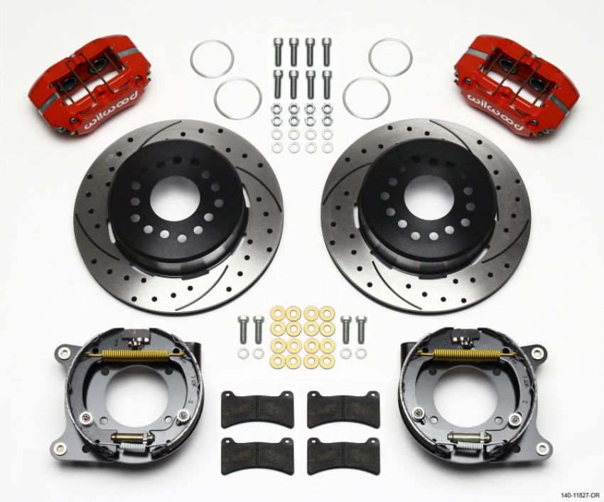 Wilwood 140-11827-DR Dynapro Low-Profile 11.00in P-Brake Kit Drill-Red Impala 59-64 / Corvette 57-62