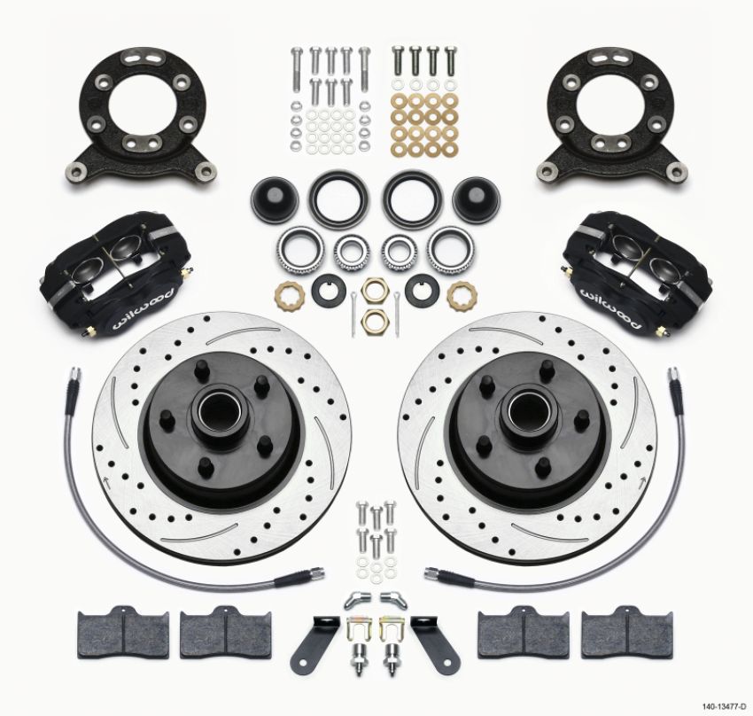 Wilwood 140-13477-D Forged Dynalite-M Front Kit 11.30in 1 PC Rotor&Hub-Drill 70-73 Mustang Disc & Drum Spindle