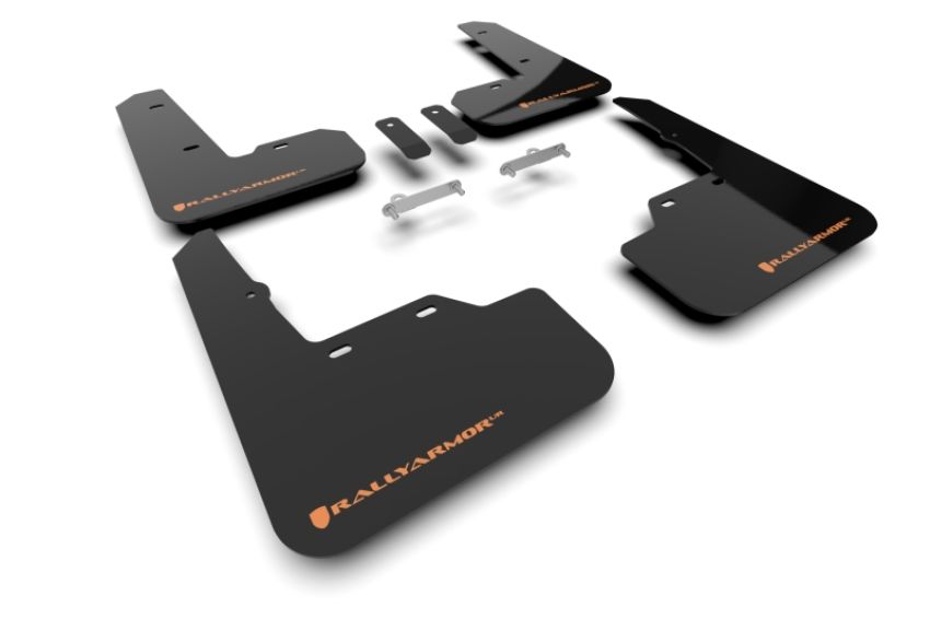 Rally Armor MF92-UR-BLK/OR Black Mud Flap/Orange Logo