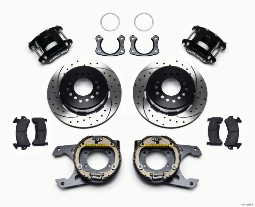 Wilwood 140-12236-D D154 P/S Park Brake Kit Drilled New Big Ford 2.50in Off Staggerd Mount