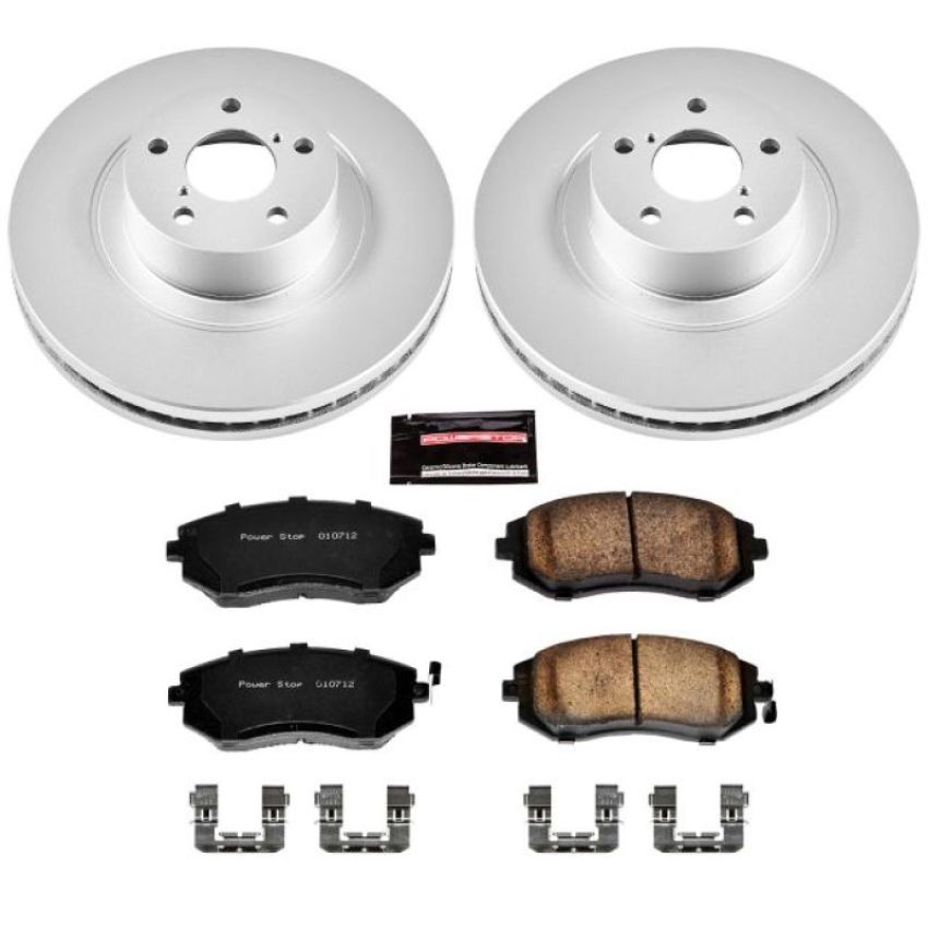 PowerStop CRK3038 Genuine Geomet Coated Rotor and Low-Dust Ceramic Brake Pad Kit