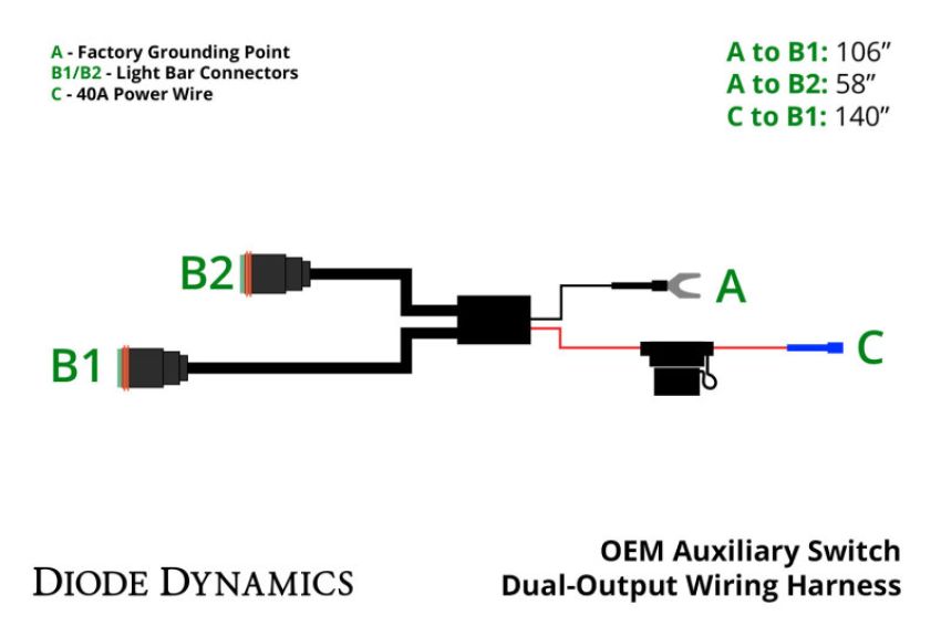 Diode Dynamics DD4056 OEM Auxiliary Switch Dual-Output Wiring Harness