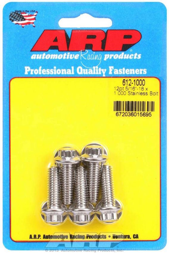 ARP ARP612-1000 S/S Bolt Kit - 12pt. (5) 5/16-18 x 1.000