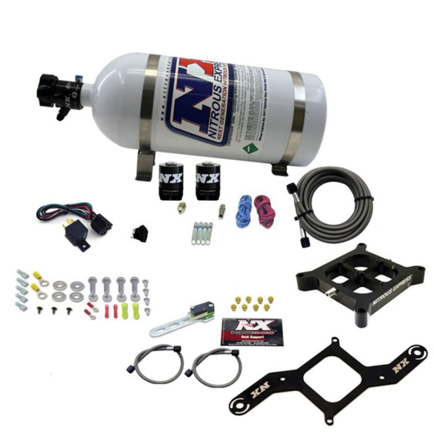 Nitrous Express 63040-10 4150 SINGLE ENTRY BILLET CROSSBAR PLATE SYSTEM, (50-300HP) W/ 10LB BOTTLE