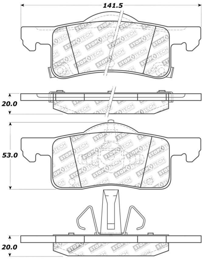 Stoptech 309.09350 Sport Brake Pads w/Shims and Hardware - Front
