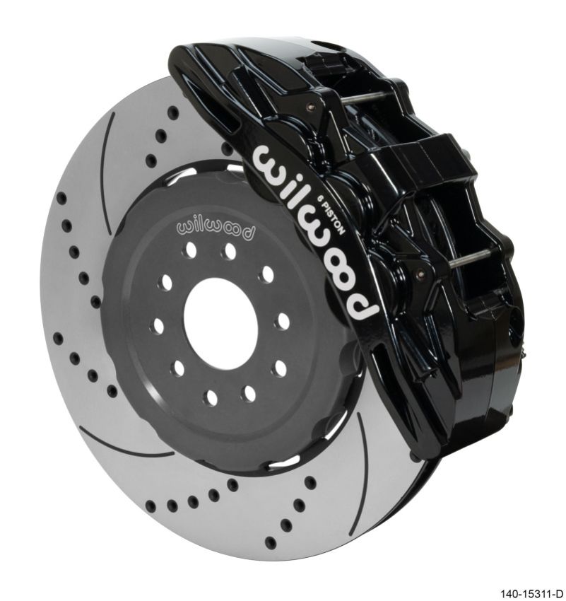Wilwood 140-15311-D SX6R Front Brake Kit 15in SRP Slotted/Drilled Black 05-13 Chevy Corvette