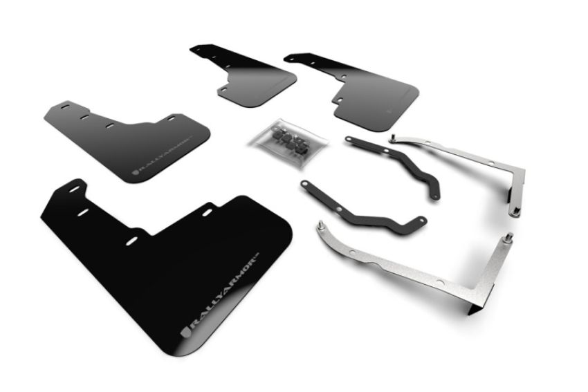 Rally Armor MF46-LTUR-BLK/SIL 18-23 Subaru Crosstrek Black UR Mud Flap w/Silver Logo