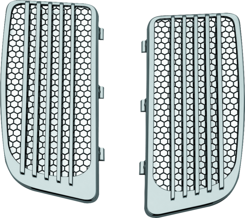 Kuryakyn 7681 Radiator Grills For Twin Cooled Models Chrome & Black (Pair)