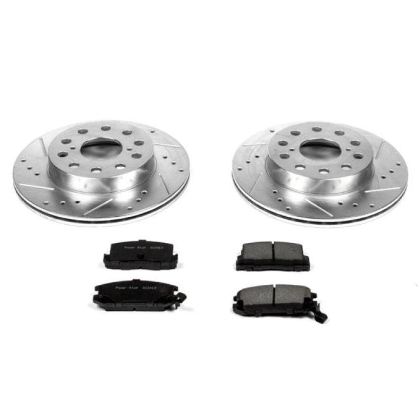 PowerStop K5092 Z23 Daily Driver Carbon-Fiber Ceramic Brake Pad and Drilled & Slotted Rotor Kit