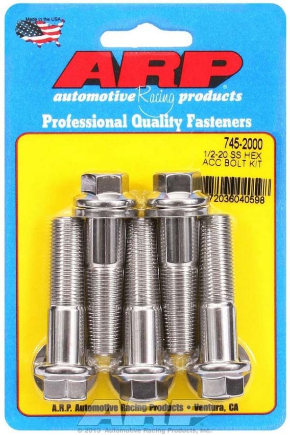 ARP ARP745-2000 S/S Bolt Kit - 6pt. (5) 1/2-20 x 2.000
