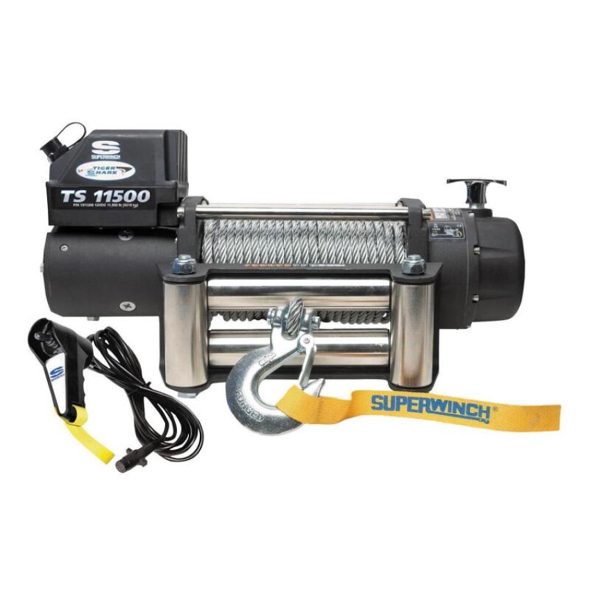 Superwinch 1511200 11500 LBS 12V DC 3/8in x 84ft Steel Rope Tiger Shark 11500 Winch