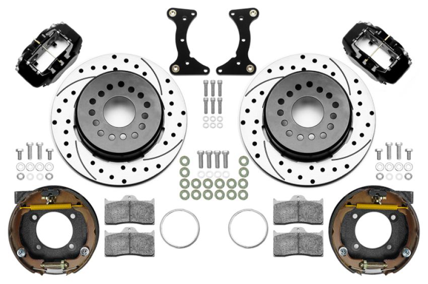 Wilwood 140-17121-D Chevy Monte Carlo Forged 4 Piston DynaPro Black Caliper HP32 VV D&S Rotor - 12.19x0.81