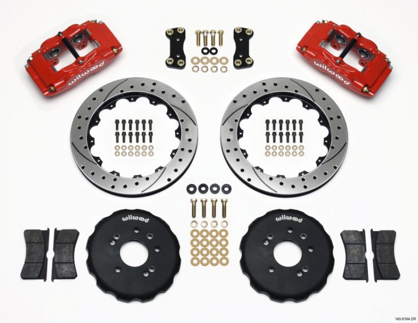 Wilwood 140-9194-DR FSLI4 Front Hat Kit 13.00in Drilled Red Nissan 240SX
