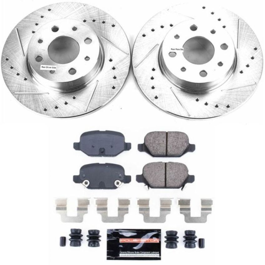PowerStop K7169 Z23 Daily Driver Carbon-Fiber Ceramic Brake Pad and Drilled & Slotted Rotor Kit