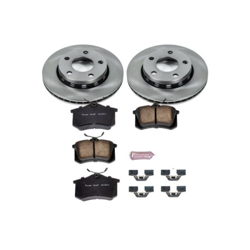 PowerStop KOE894 OE Stock Replacement Low-Dust Ceramic Brake Pad and Rotor Kit