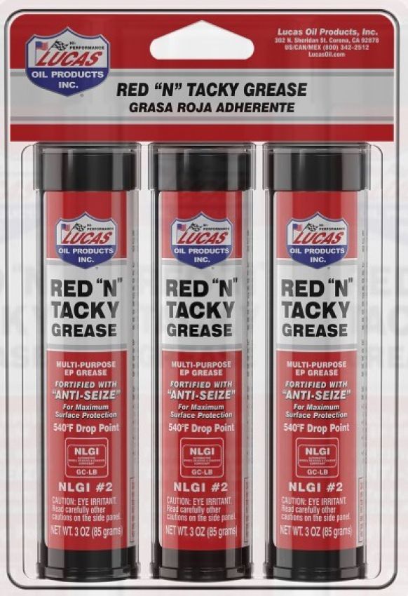 LUCAS OIL LUC10318 Red N Tacky Grease 3 x 3oz Pack
