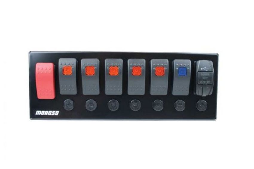 Moroso 74196 Switch Panel Rocker LED w/USB & Breakers Rollcage