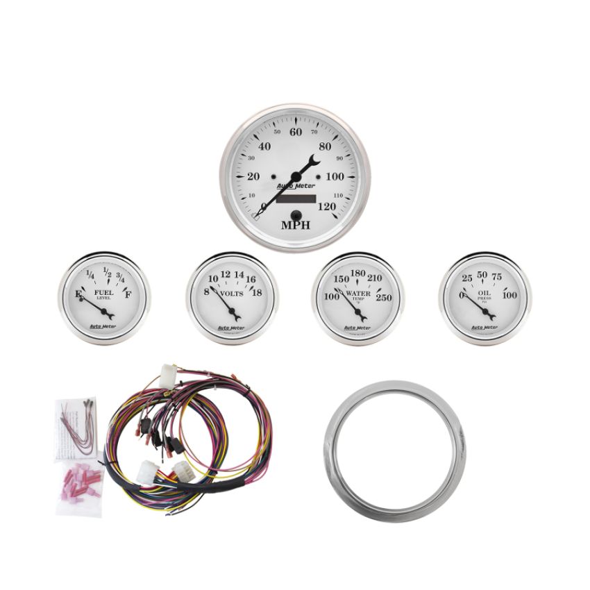 AutoMeter 7034-OTW DIRECT FIT DASH KIT, CHEVY CAR 59-60, MPH/FUEL/OILP/WTMP/BAT, OTW