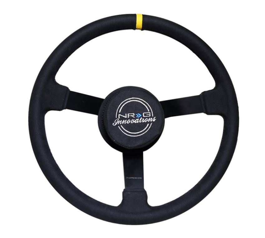 NRG RST-380MB-A Reinforced Steering Wheel (380mm) Nascar/ Alcantara 3 Spoke w/  Logo/ Removable Crushed Pad