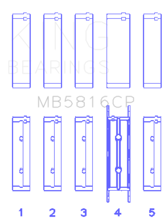 King Ford 391CI 32V Turbo V8 Power Stroke/ O/S .040in Main Bearing Set