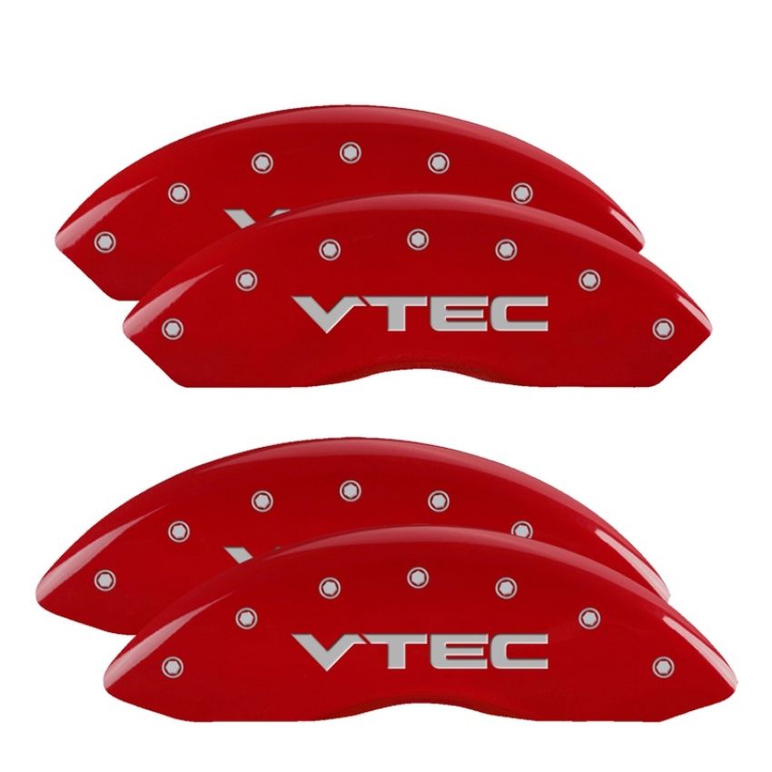 MGP 39015SVTCRD 4 Caliper Covers Engraved Front & Rear Vtech Red finish silver ch