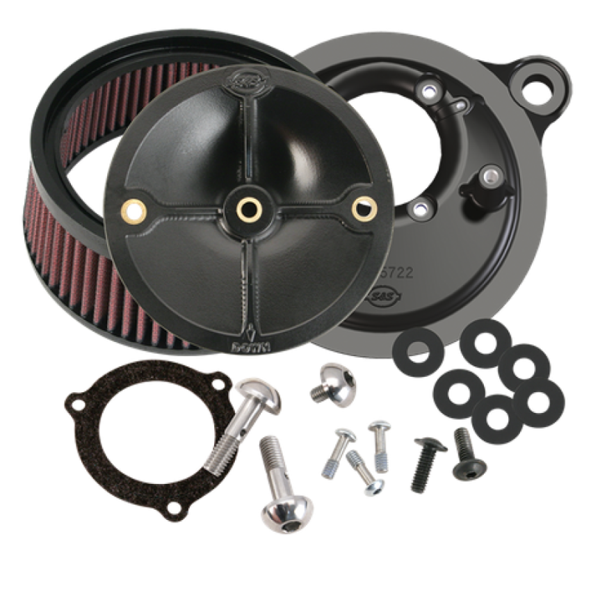 S&S Cycle 170-0165 2008+ BT w/ S&S 66mm Throttle Body Stealth Air Cleaner Kit w/o Cover