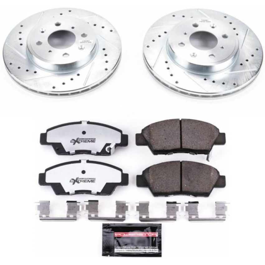 PowerStop K7032-26 Z26 Street Performance Ceramic Brake Pad and Drilled & Slotted Rotor Kit