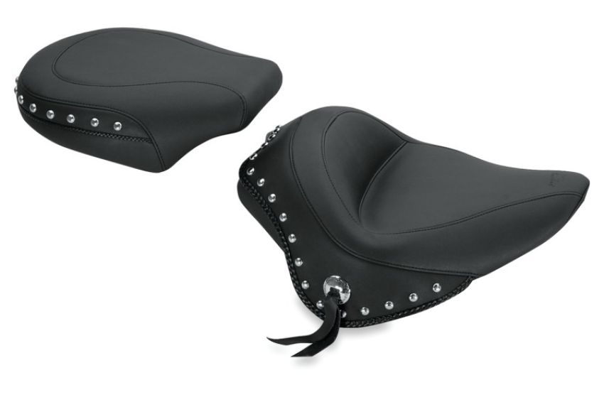 Mustang Motorcycle 76751 Mustang 11-13 Harley Blackline,12-17 Slim/Slim S Wide Stud Touring Passenger Seat w/Studs - Black