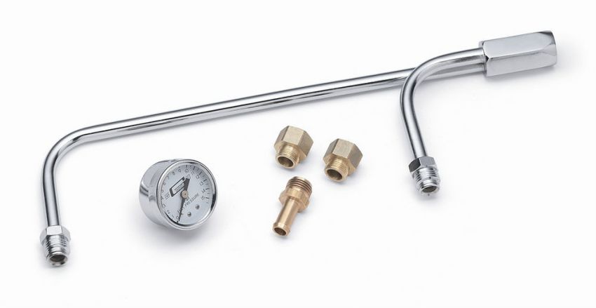 MR. GASKET MRG1576 Chrome Fuel Line w/Press Gauge (Demon Carbs)