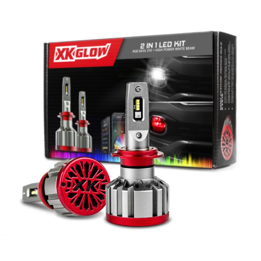 XKGLOW XK045004-HB3 XK Glow RGB 2In1 LED Headlight Bulb Million Color XKCHROME App RGB/LED Headlight Kit - 2x HB3