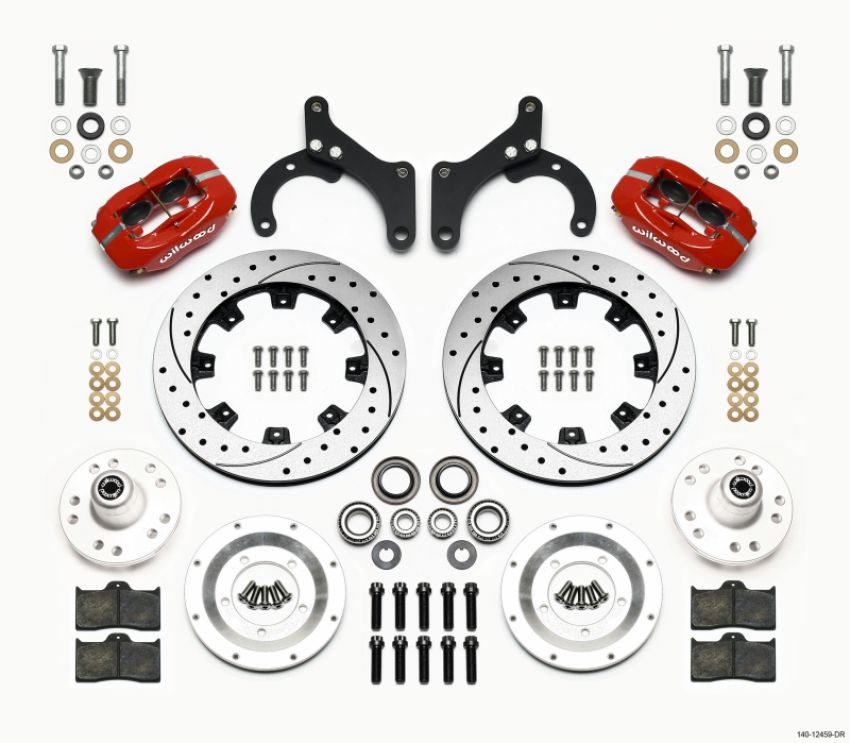 Wilwood 140-12459-DR Forged Dynalite Front Kit 12.19in Drilled Red 59-64 Chevy Impala / 63-64 Corvette
