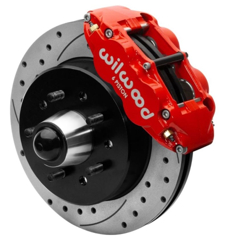 Wilwood 140-15940-DR 63-87 Chevy C10 Narrow Superlite 6R Front Brake Kit Drilled & Slotted 12.19in Rotors - Red