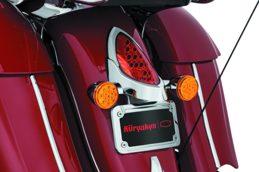 Kuryakyn 5699 L.E.D. Curved License Plate Frame Indian Chrome