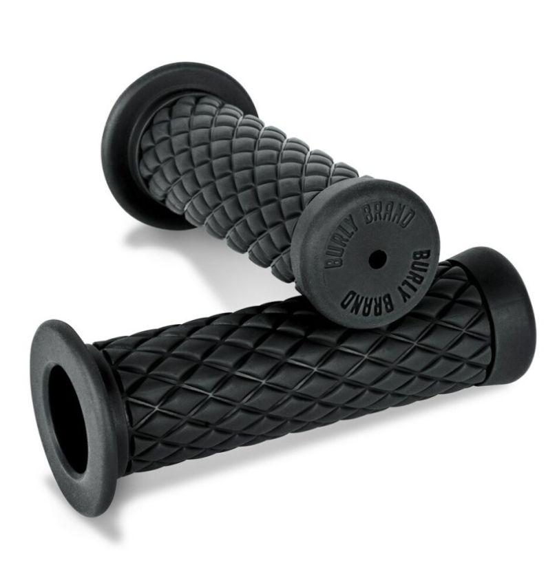 Burly Brand B16-1004 Rubber Diamondback Grips 7/8in - Black