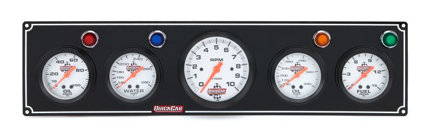 QUICKCAR RACING PRODUCTS QRP61-67513 3-1 Gauge Panel OP/WT/OP /FP w/3-3/8in Tach Black