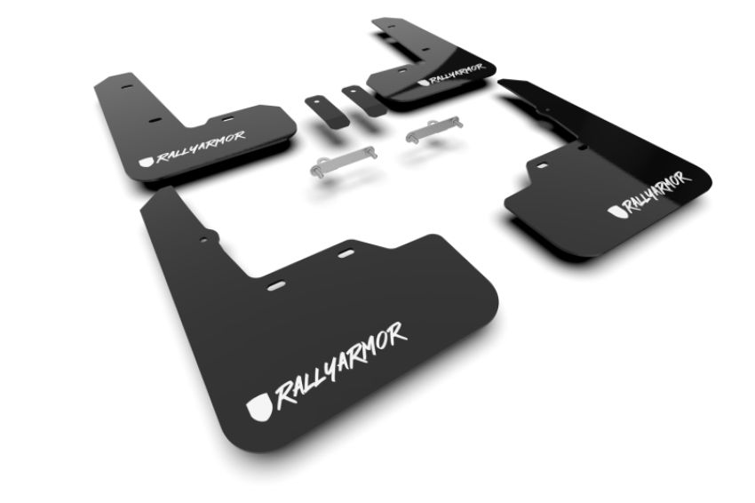 Rally Armor MF92-UR-BLK/WH-X Black Mud Flap/White Logo