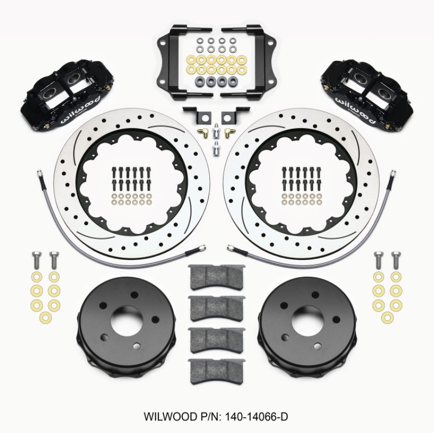 Wilwood 140-14066-D Narrow Superlite 4R Rear Kit 14.00in Drilled 2007-up Jeep JK w/Lines