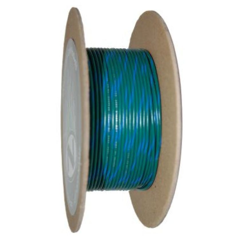 NAMZ NWR-56-100 OEM Color Primary Wire 100ft. Spool 18g - Green/Blue Stripe
