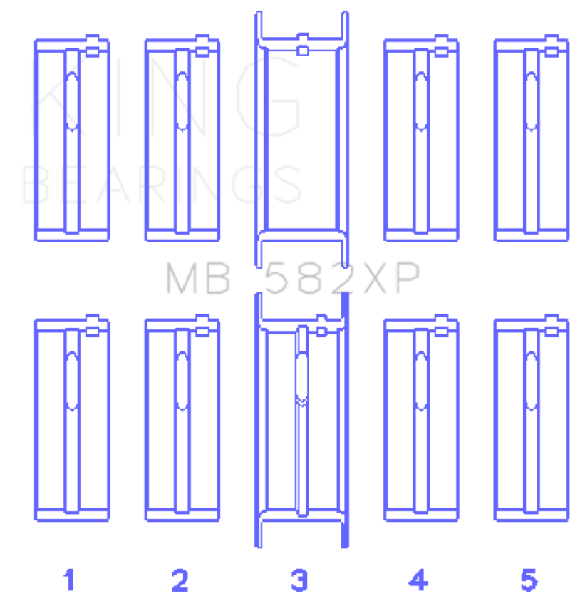 King Engine Bearings MB582XP0.5 Ford 2.0/2.3L 8V (Size +0.50mm) Main Bearing Set
