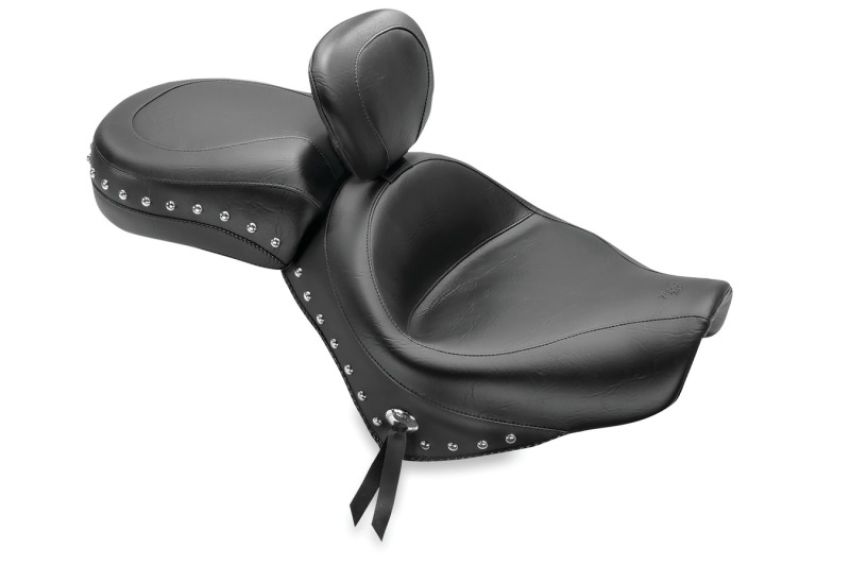 Mustang Motorcycle 79390 Mustang 04-21 Honda VT750 Aero Wide Touring 2PC Seat w/Driver Backrest Studs - Black
