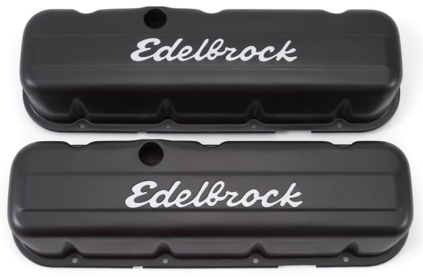 EDELBROCK EDE4683 Signature Series Valve Covers - BBC Tall Black